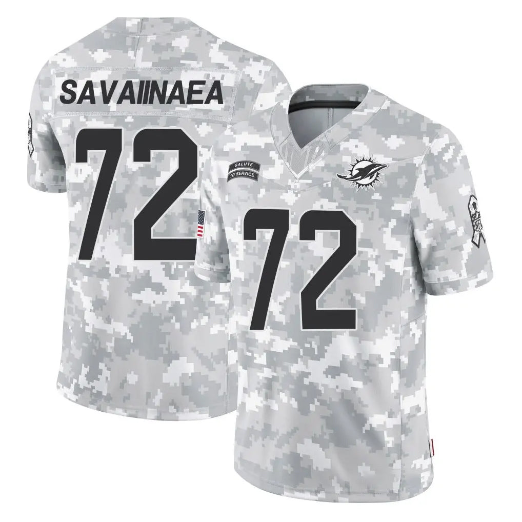 M.Dolphins #72 Jonah Savaiinaea Player Arctic Camo Salute To Service Limited Game Gdoa Stitched Jerseys