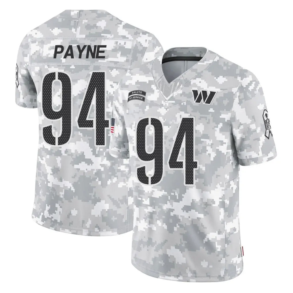 W.Commanders #94 Daron Payne Player Arctic Camo Limited Salute To Service Home Game Gdoa Stitched Jerseys
