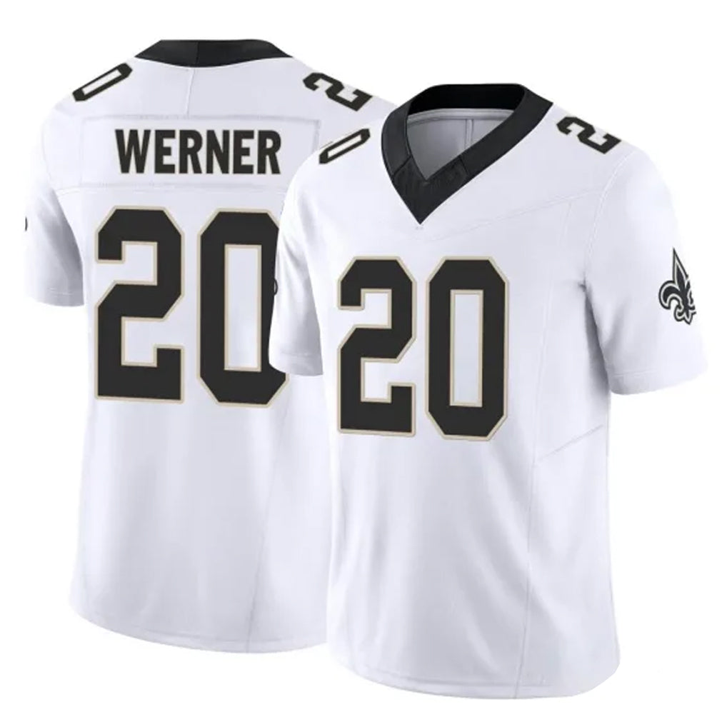 NO.Saints #20 Pete Werner Player White Limited Vapor F.U.S.E. Home Game Gdoa Stitched Jerseys