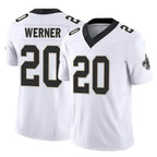 NO.Saints #20 Pete Werner Player White Limited Vapor F.U.S.E. Home Game Gdoa Stitched Jerseys