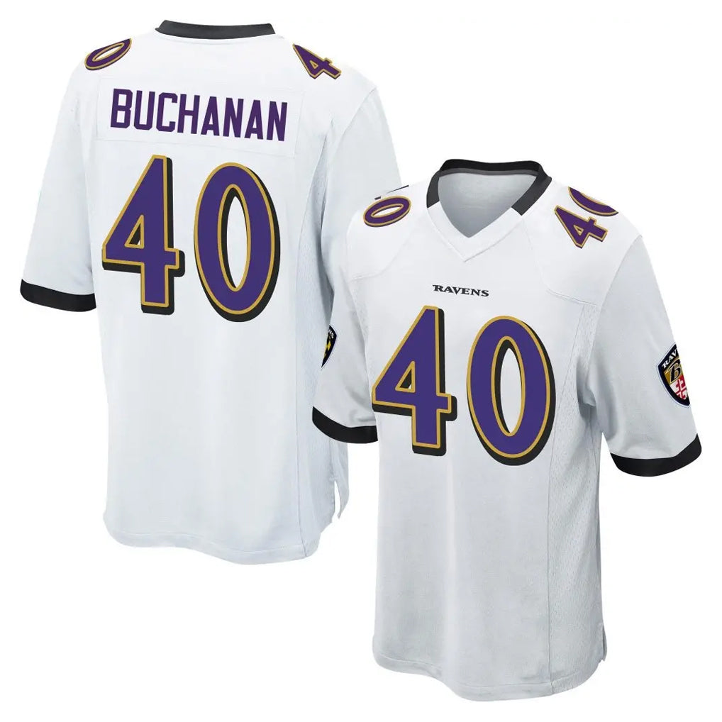 B.Ravens #40 Teddye Buchanan Player White Home Game Gdoa Stitched Jerseys