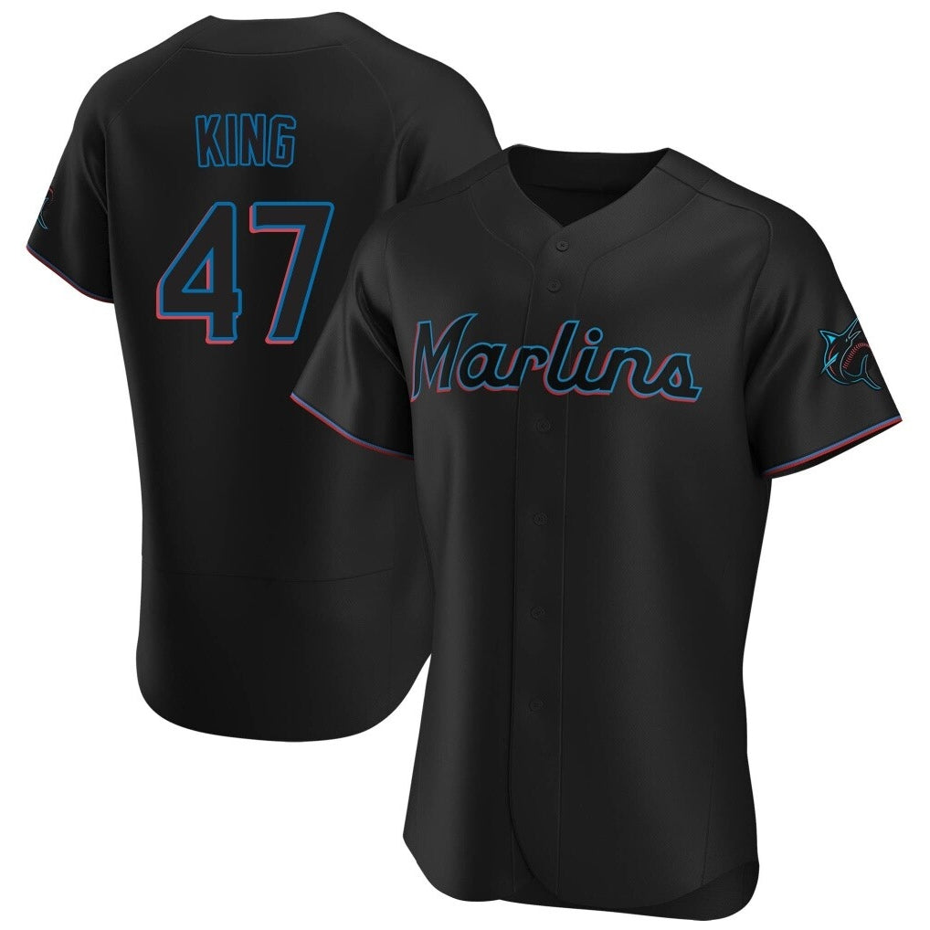 M.Marlins #47 John King Player Black Home Limited Elite Fdoa Stitched Jerseys