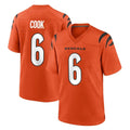 C.Bengals #6 Brian Cook Player Orange Home Game Gdoa Stitched Jerseys