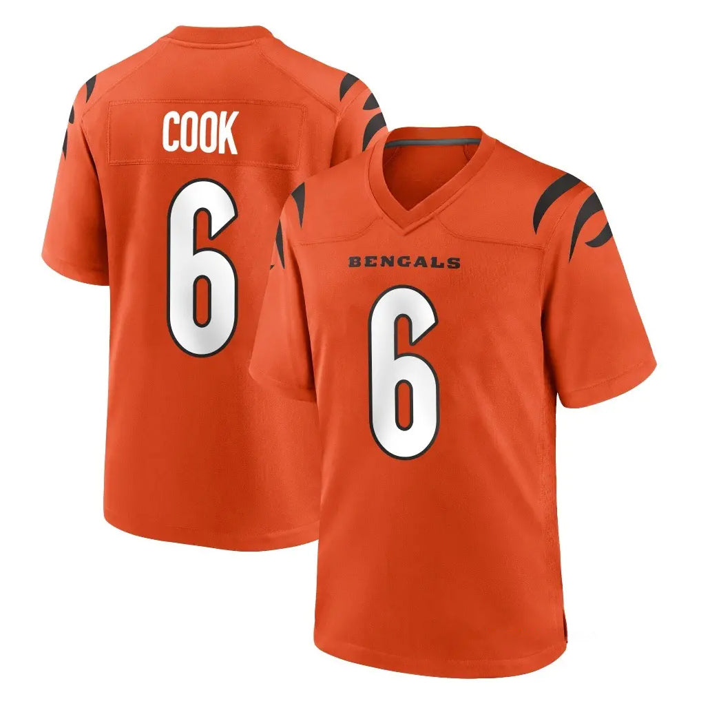 C.Bengals #6 Brian Cook Player Orange Home Game Gdoa Stitched Jerseys
