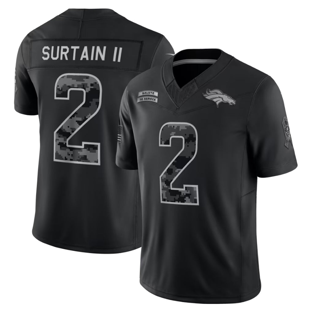 D.Broncos #2 Patrick Surtain II Player Black Limited 2026 Salute to Service Home Game Gdoa Stitched Jerseys