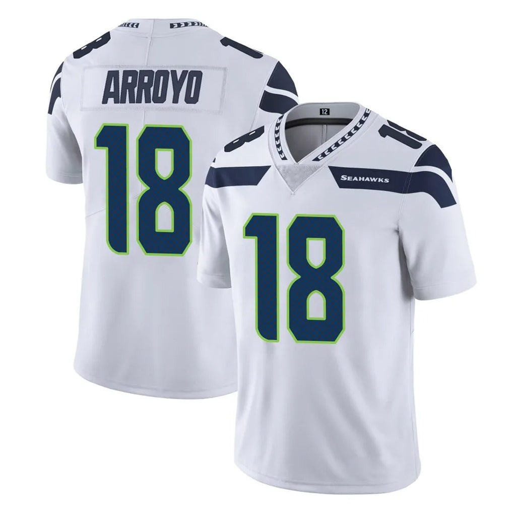 S.Seahawks #18 Elijah Arroyo Player White Limited Vapor Untouchable Home Game Gdoa Stitched Jerseys