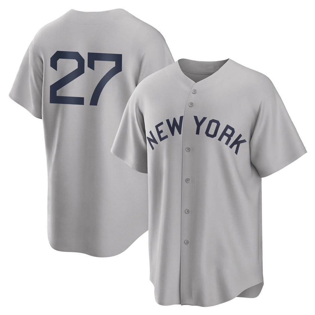 NY.Yankees #27 Giancarlo Stanton Player Gray Field of Dreams Game Fdoa Stitched Jerseys