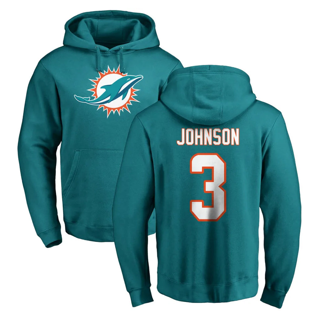 M.Dolphins #3 Chris Johnson Player Aqua LOGO Pullover Hoodies Limited Gdoa Stitched Jerseys