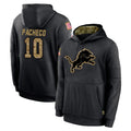 D.Lions #10 Isiah Pacheco Player Black Salute to Service Hoodies Limited Game Gdoa Stitched Jerseys