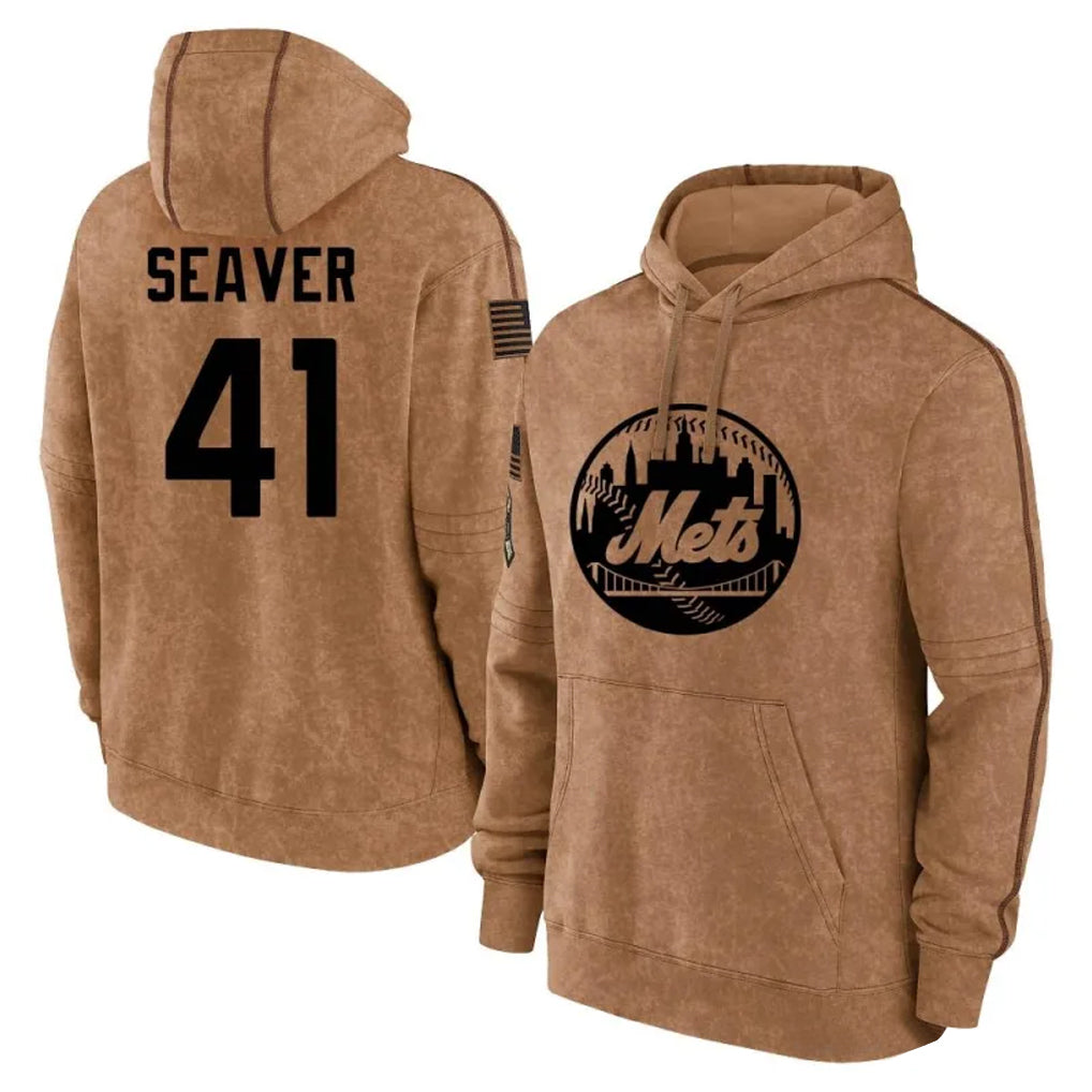 NY.Mets #41 Tom Seaver Player Brown Club Pullover Hoodie Game Fdoa Stitched Jerseys
