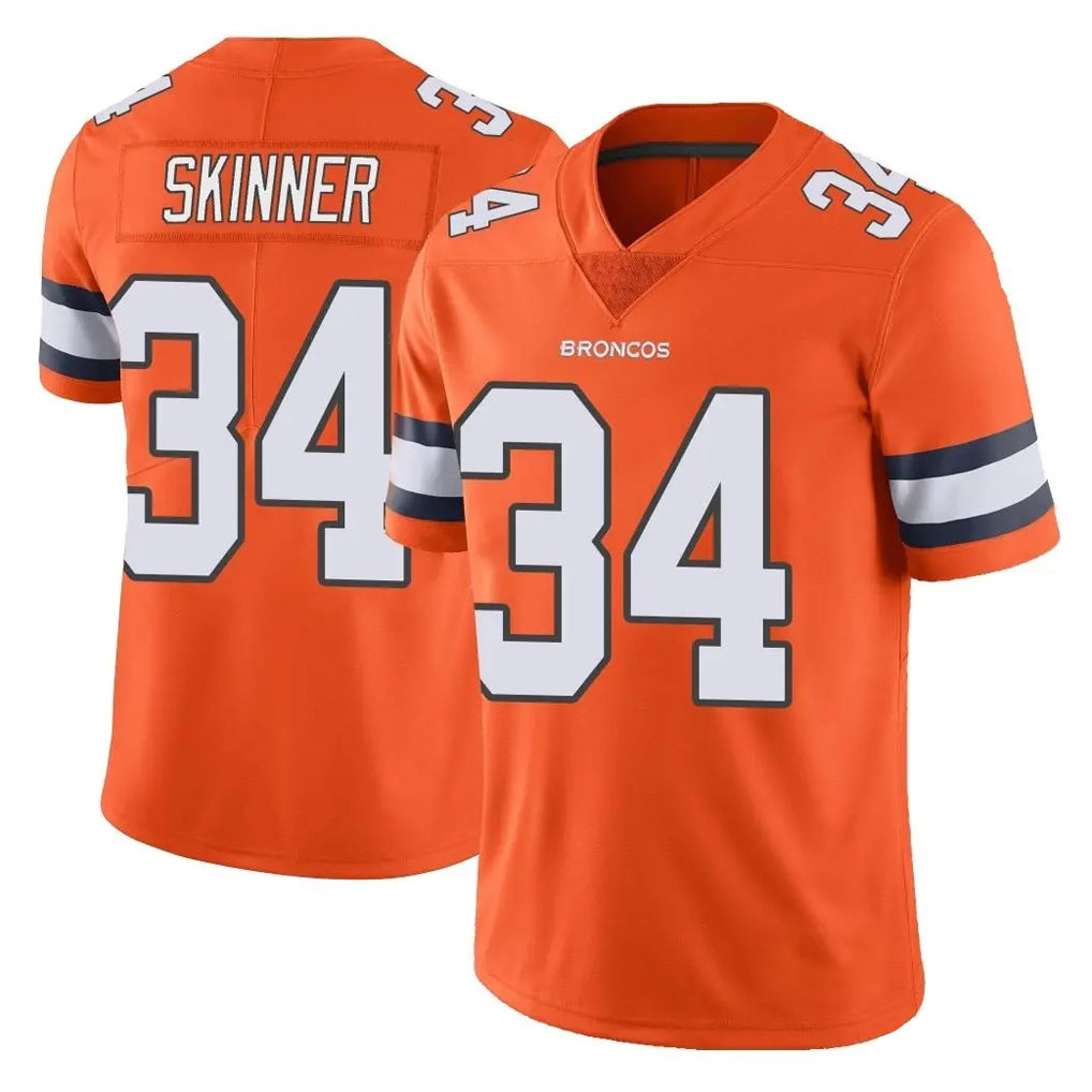 D.Broncos #34 JL Skinner Player Orange Vapor Untouchable Limited Home Game Gdoa Stitched Jerseys