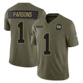 GB.Packers #1 Micah Parsons Player Olive 2025 Salute To Service Limited Home Game Gdoa Stitched Jerseys