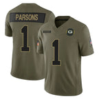 GB.Packers #1 Micah Parsons Player Olive 2025 Salute To Service Limited Home Game Gdoa Stitched Jerseys