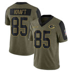 GB.Packers #85 Tucker Kraft Player Olive Salute To Service Limited Game Gdoa Stitched Jerseys