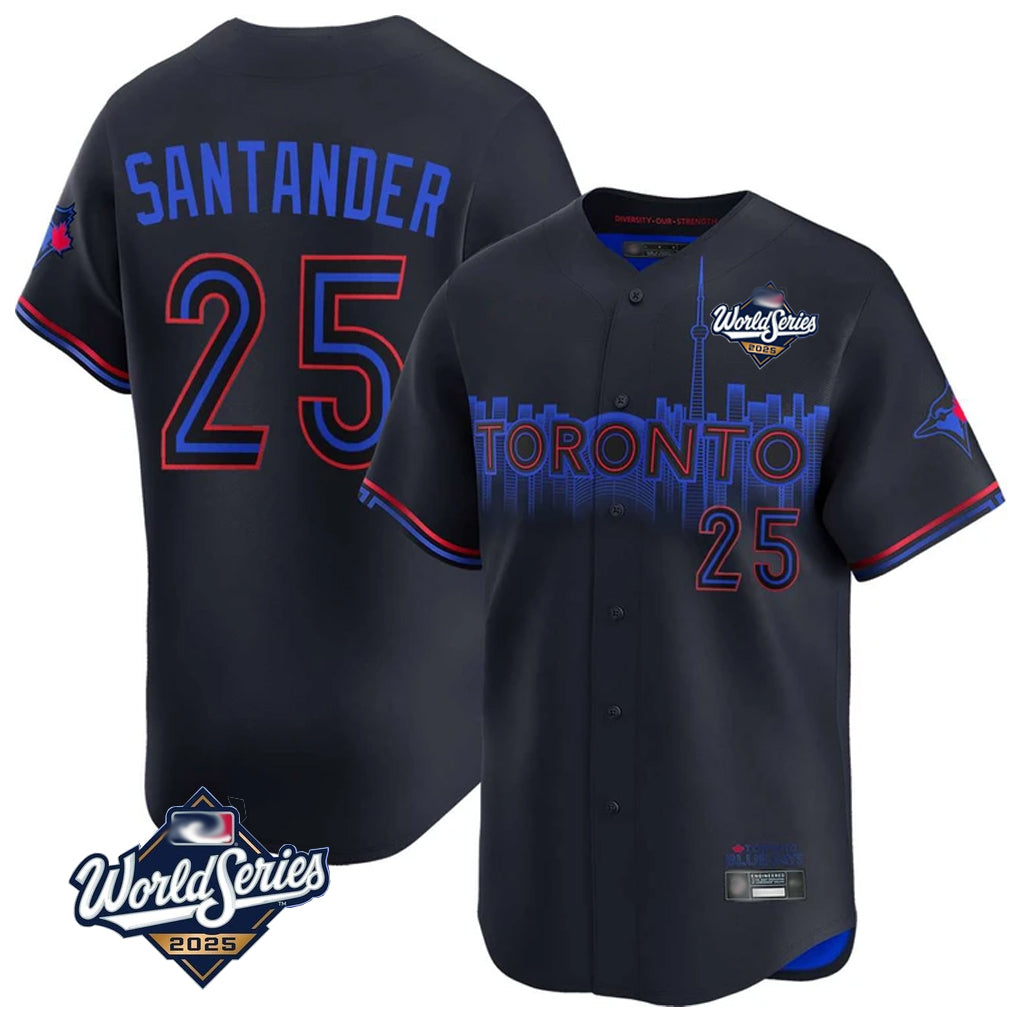 T.Blue Jays #25 Anthony Santander Player Black&Blue 2025 World Series City Connect Limited Fdoa Stitched Jerseys