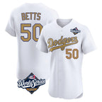 LA.Dodgers #50 Mookie Betts Player Gold World Series Limited Elite Home Fdoa Stitched Jerseys