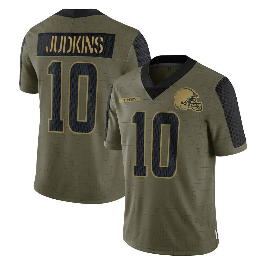 C.Browns #10 Quinshon Judkins Player Olive Salute to Service Limited Home Game Gdoa Stitched Jerseys