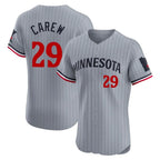 M.Twins #29 Rod Carew Player Gray Home Limited Elite Fdoa Stitched Jerseys
