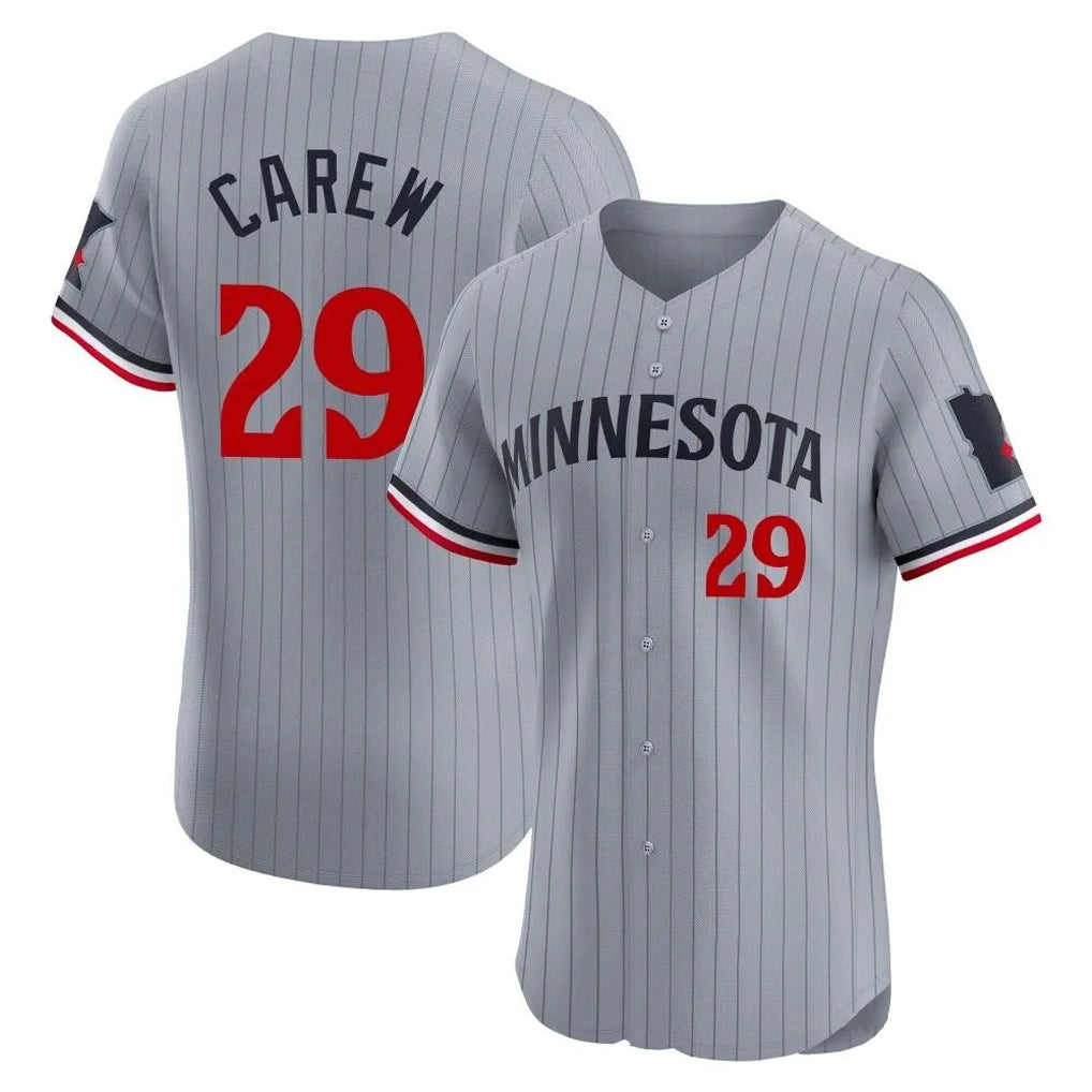 M.Twins #29 Rod Carew Player Gray Home Limited Elite Fdoa Stitched Jerseys
