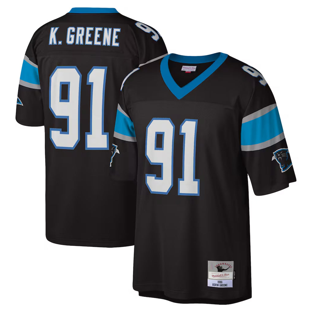 C.Panthers #91 Kevin Greene Player Black Mitchell & Ness Legacy Replica Gdoa Stitched Jerseys