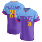 C.Rockies #21 Kyle Freeland Player Purple-Light Blue City Connect Limited Elite Home T-shirt Gdoa Stitched Jerseys