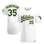 Athletics #35 Rickey Henderson Player White Authentic Home Stitched Jersey