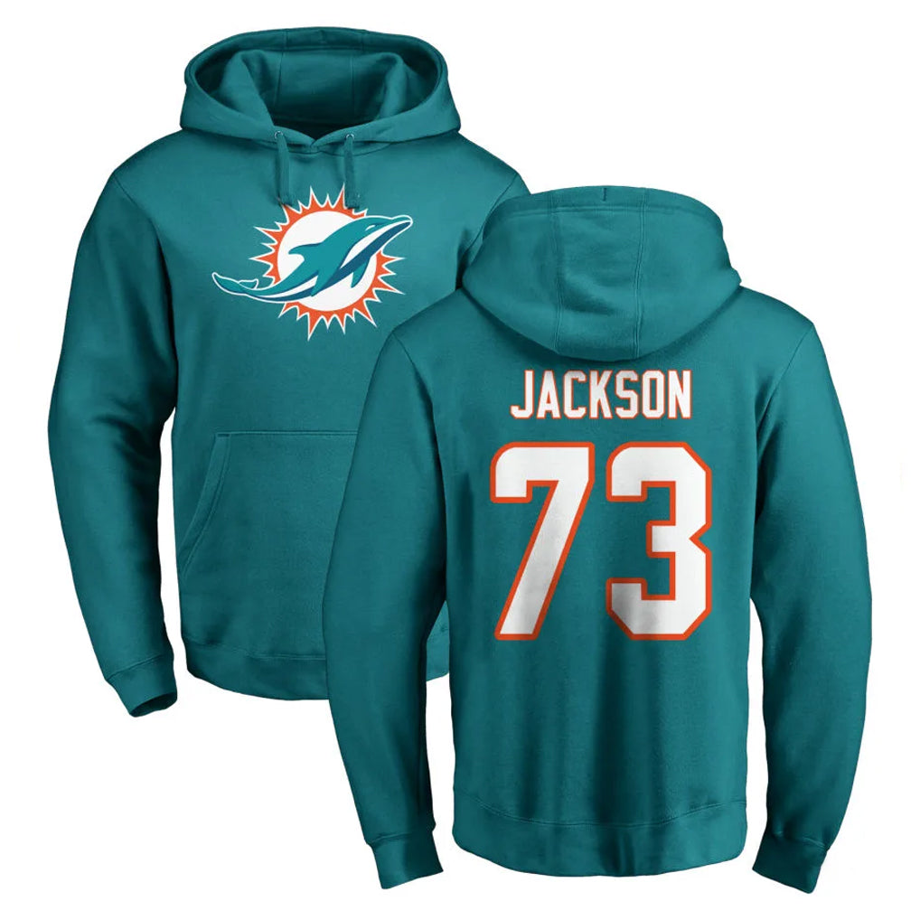 M.Dolphins #73 Austin Jackson Player Aqua LOGO Pullover Hoodies Limited Gdoa Stitched Jerseys