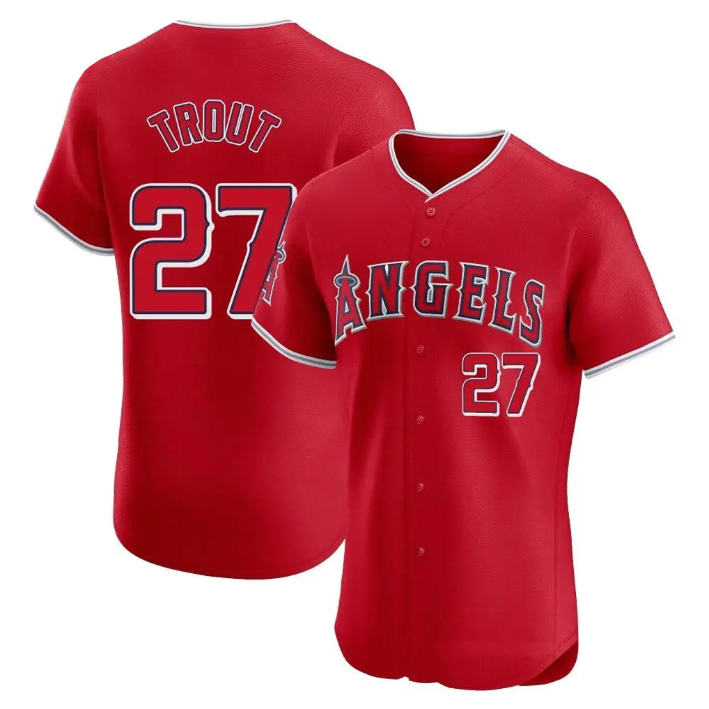 LA.Angels #27 Mike Trout Player Red Home Limited Elite Fdoa Stitched Jerseys
