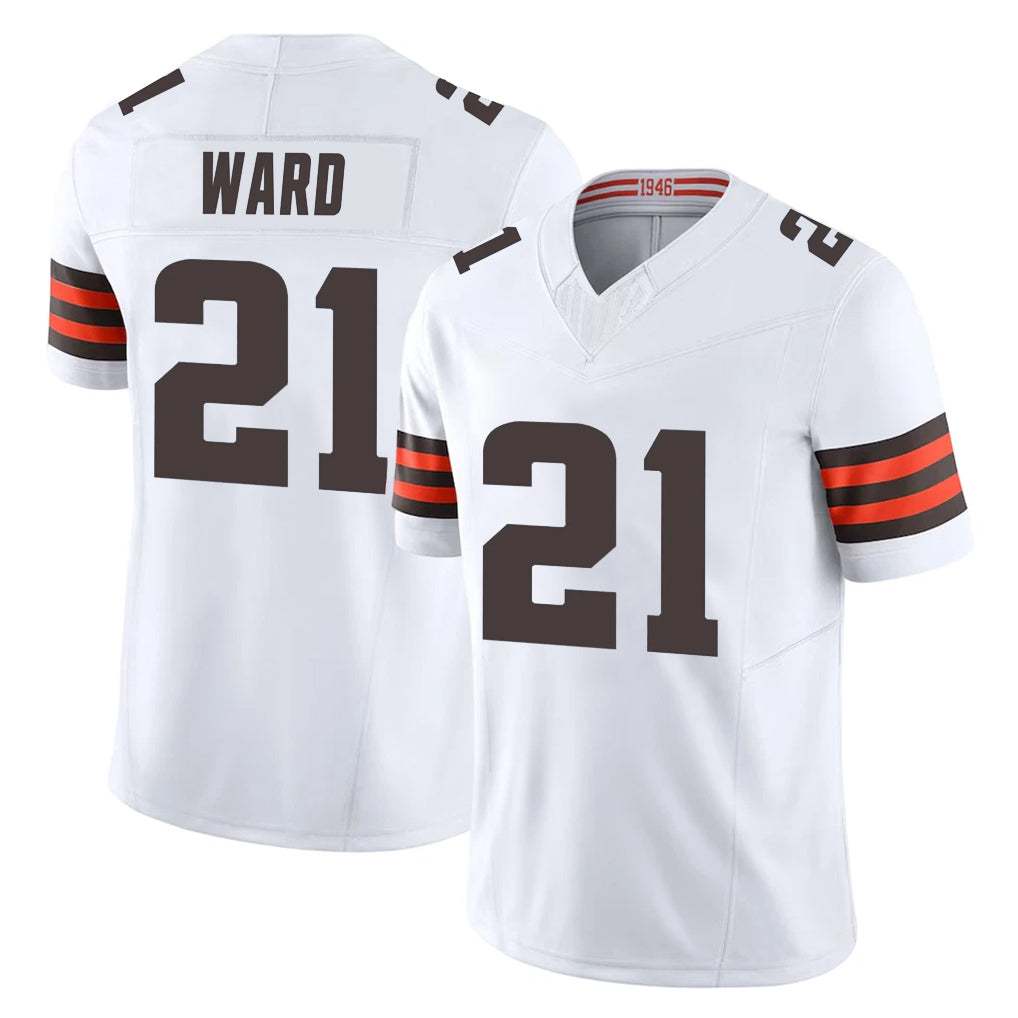 C.Browns #21 Denzel Ward Player White Vapor F.U.S.E. Limited Home Game Gdoa Stitched Jerseys