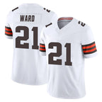 C.Browns #21 Denzel Ward Player White Vapor F.U.S.E. Limited Home Game Gdoa Stitched Jerseys