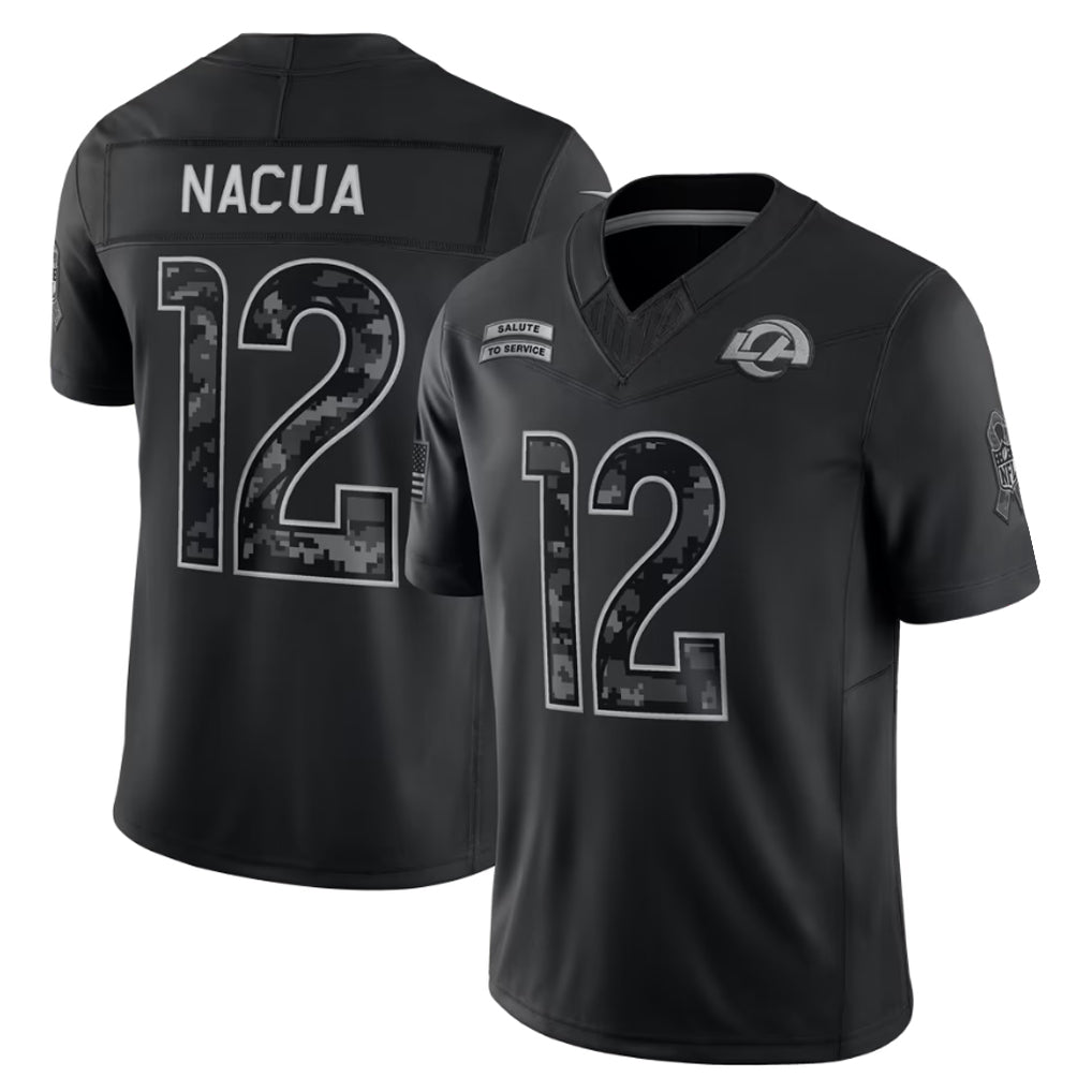 LA.Rams #12 Puka Nacua Player Black Limited 2026 Salute to Service Home Game Gdoa Stitched Jerseys