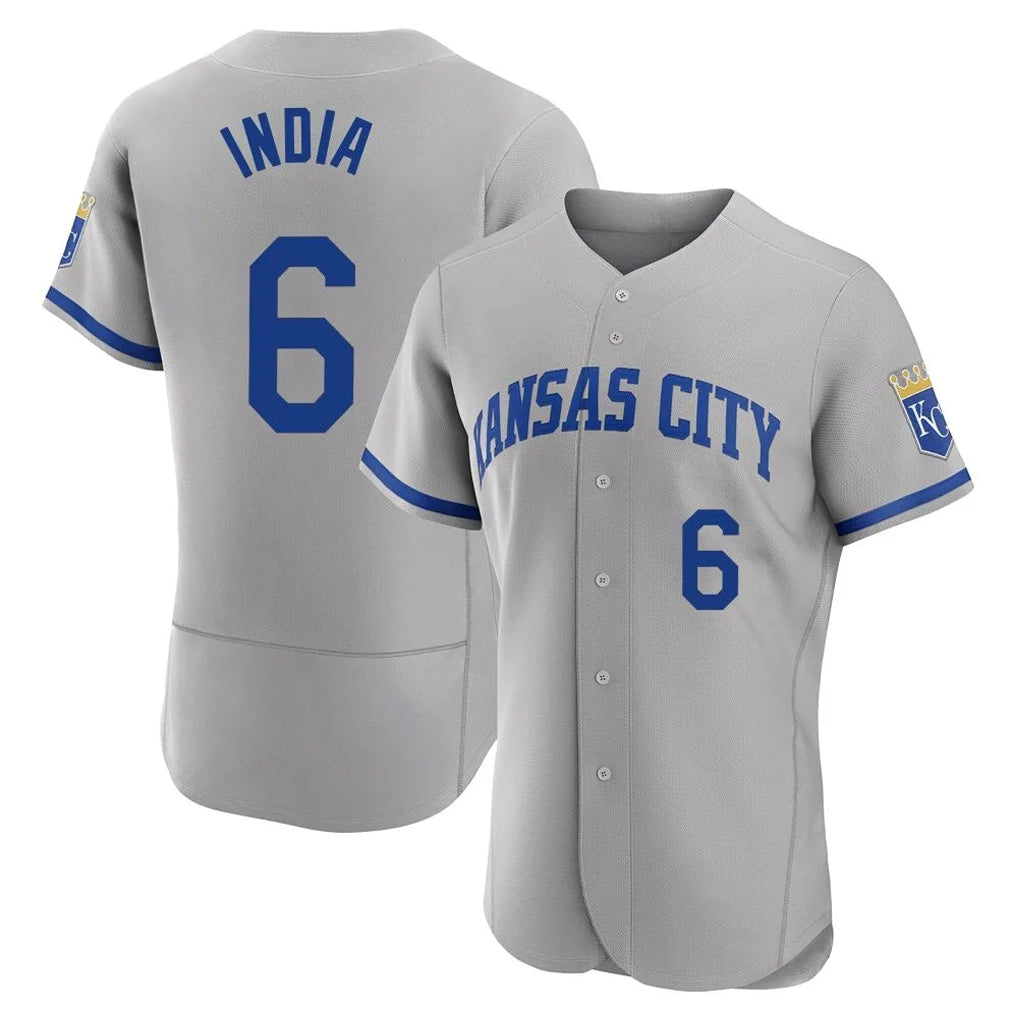 KC.Royals #6 Jonathan India Player Gray Limited Elite Home Game Gdoa Stitched Jerseys