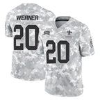 NO.Saints #20 Pete Werner Player Arctic Camo Salute To Service Limited Game Gdoa Stitched Jerseys