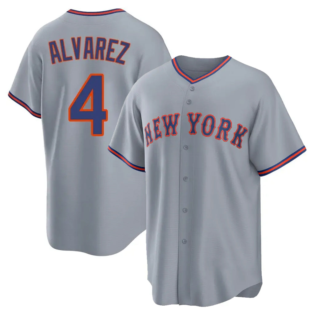 NY.Mets #4 Francisco Alvarez Player Gray Road Home Game Fdoa Stitched Jerseys