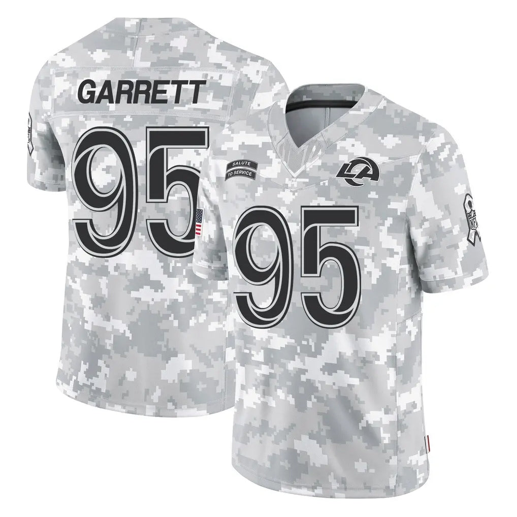 LA.Rams #95 Myles Garrett Player Arctic Camo Salute To Service Limited Game Gdoa Stitched Jerseys
