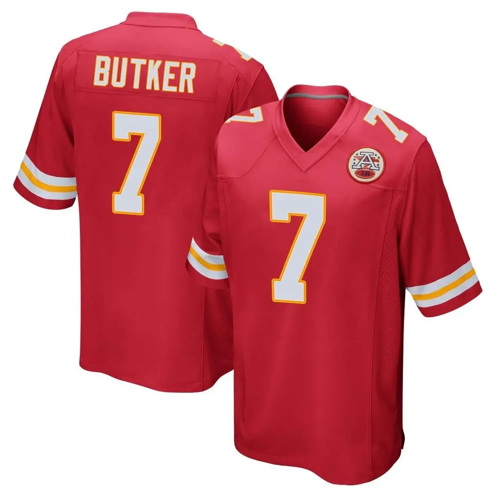 KC.Chiefs #7 Harrison Butker Player Red Home Game Gdoa Stitched Jerseys