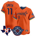 H.Astros #11 Cam Smith Player Orange City Connect Texas Patch Vapor Premier Limited Home Gdoa Stitched Jerseys