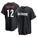 B.Orioles #12 Dylan Beavers Player Black City Connect Home Game Gdoa Stitched Jerseys