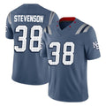NE.Patriots #38 Rhamondre Stevenson Player Blue Limited Rivalries Collection Home Game Gdoa Stitched Jerseys