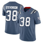 NE.Patriots #38 Rhamondre Stevenson Player Blue Limited Rivalries Collection Home Game Gdoa Stitched Jerseys