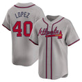 A.Braves #40 Reynaldo Lopez player Gray Limited Away Stitched Jerseys