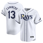 T.Bay Rays #13 Junior Caminero Player White Home Limited Fdoa Stitched Jerseys