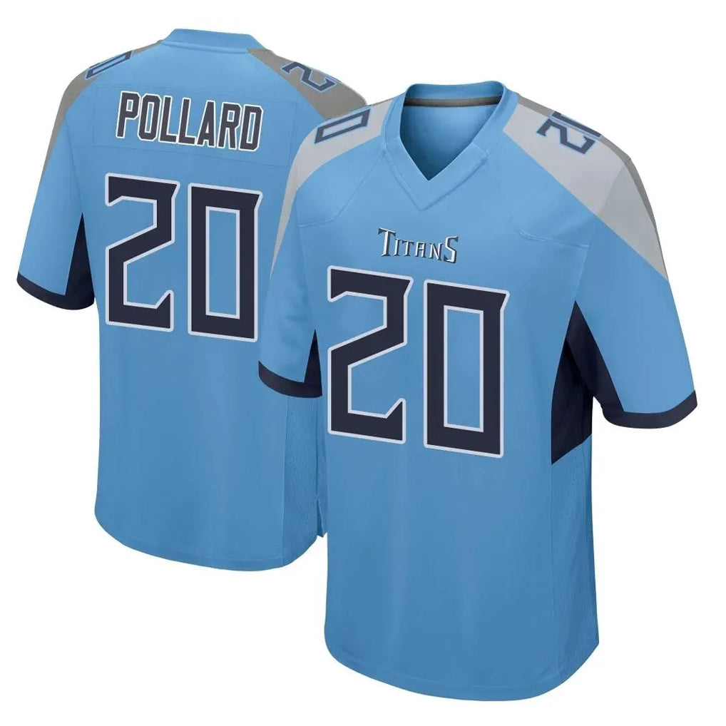 T.Titans #20 Tony Pollard Player Light Blue Home Game Gdoa Stitched Jerseys