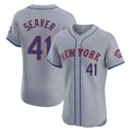 NY.Mets #41 Tom Seaver Player Gray Road Limited Elite Home Fdoa Stitched Jerseys