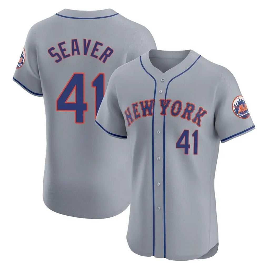 NY.Mets #41 Tom Seaver Player Gray Road Limited Elite Home Fdoa Stitched Jerseys