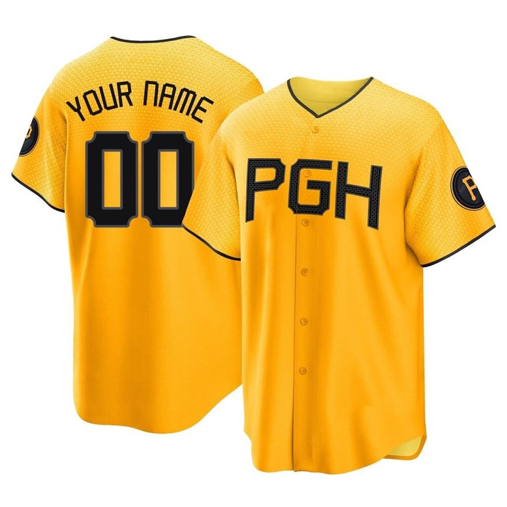 Custom P.Pirates Gold City Connect Home Game Any Name & Number Gdoa Stitched Jerseys