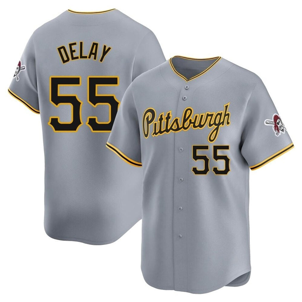 P.Pirates #55 Jason Delay Player Gray Road Home Limited Fdoa Stitched Jerseys