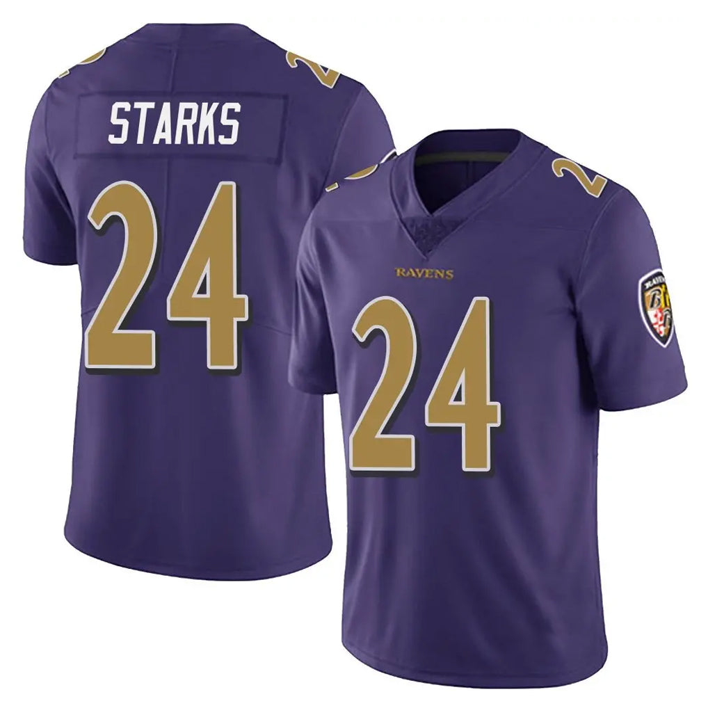 B.Ravens #24 Malaki Starks Player Purple Color Rush Vapor Untouchable Limited Home Game Gdoa Stitched Jerseys