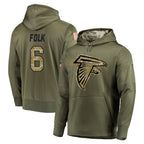 A.Falcons #6 Nick Folk Player Olive Salute to Service Hoodies Gdoa Stitched Jerseys