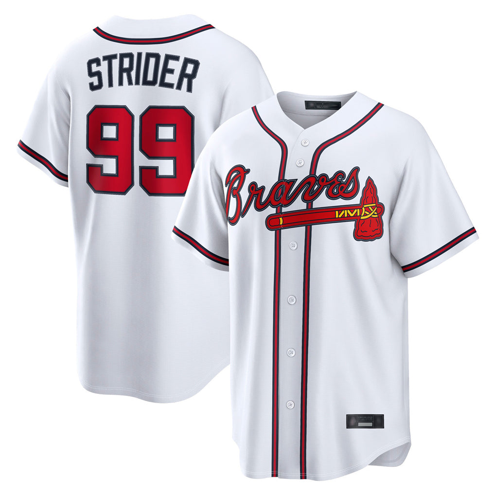 A.Braves #99 Spencer Strider Player White Home Game Gdoa Stitched Jerseys